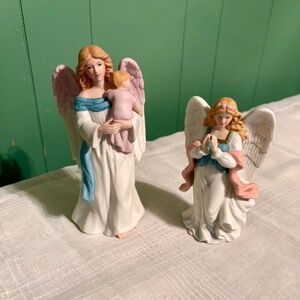 Homco Guardian Angel & Angelic Prayers 1434 & 1474 Porcelain Vintage Figurines